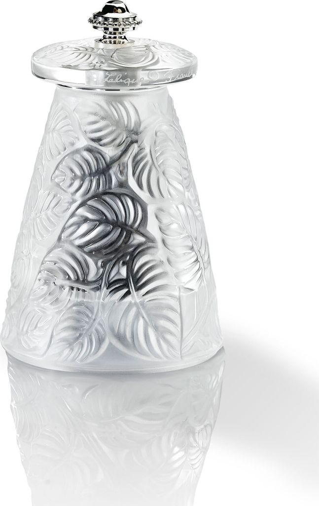 PEUGEOT Pfeffermühle LALIQUE 9cm Kristall Stahlmahlwerk Art Deco Design
