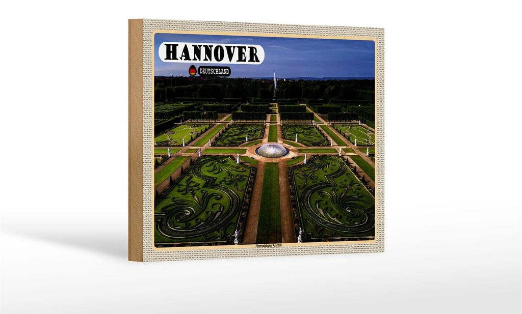 Holzschild Städte Hannover Herrenhäuser Gärten 18x12 cm Dekoration
