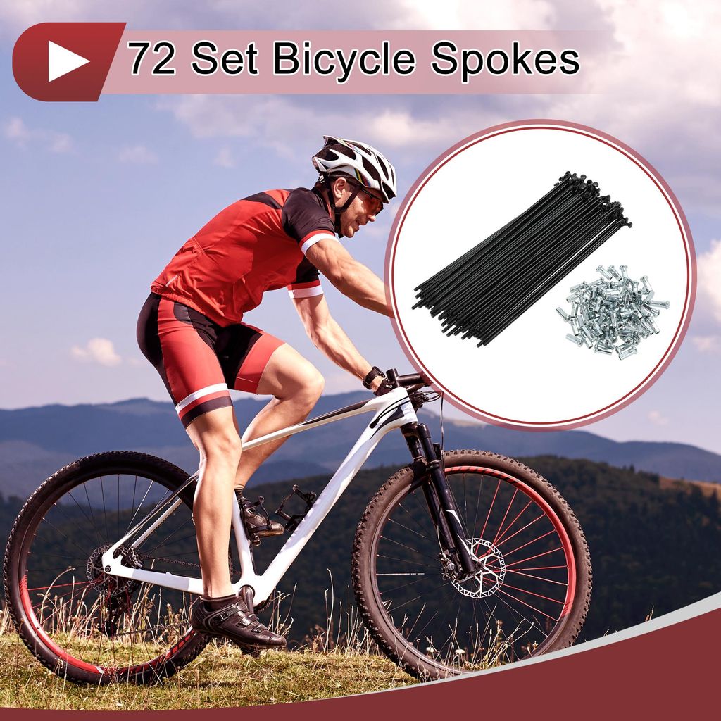 72 Stück 12G Fahrradspeichen 165mm Laufradspeichen Kohlenstoffstahl Schwarz