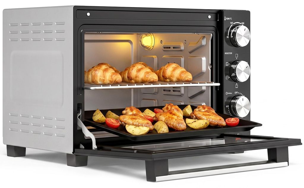 HOMCOM Mini Backofen mit Umluft, Drehspieß, 36L 90–230℃ 60 Produktbild 