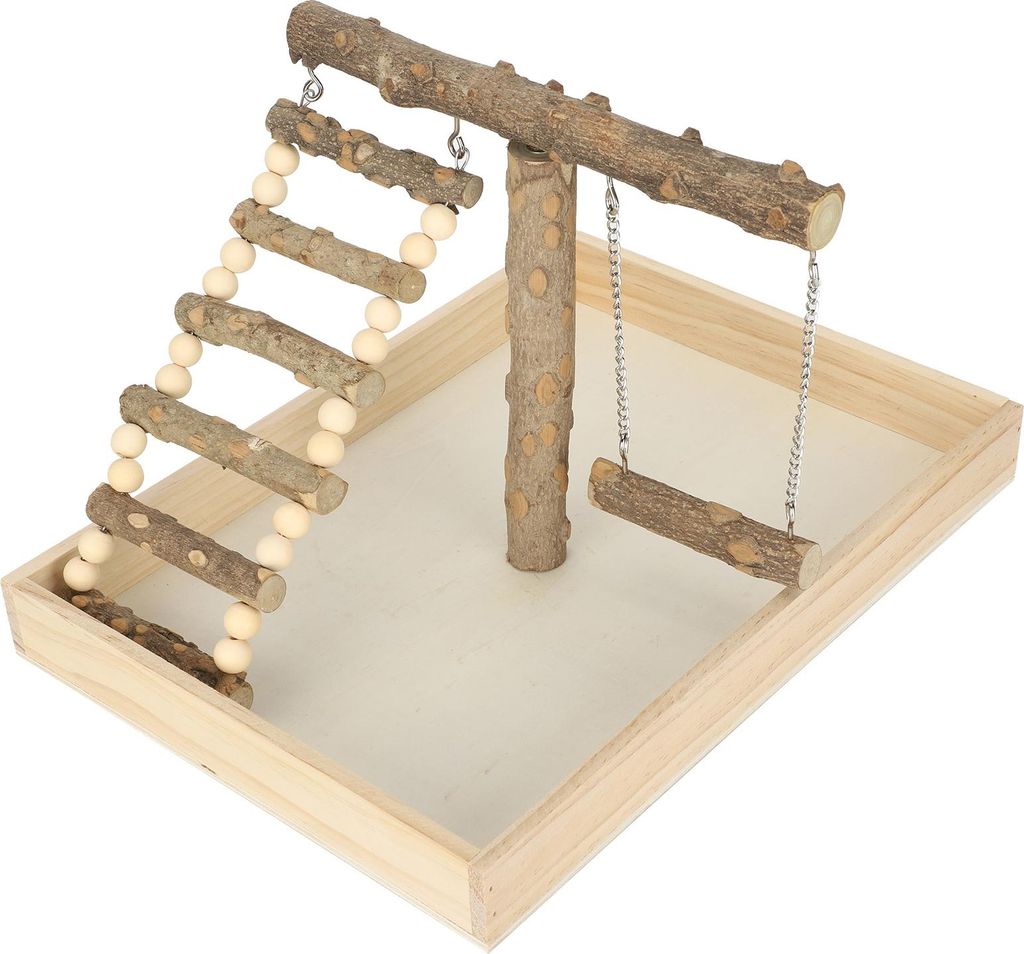 Natš¹rlicher Vogelsitzst?nder aus Holz, ideal zum Spielen und Trainieren von Papageien, mit gro?em Sockel