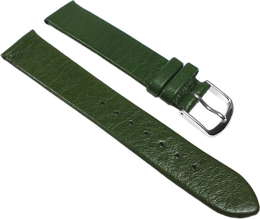 Eulit Dolly Uhrenarmband Kalbleder grün seidenmatt rembordiert, Stegbreite:12mm