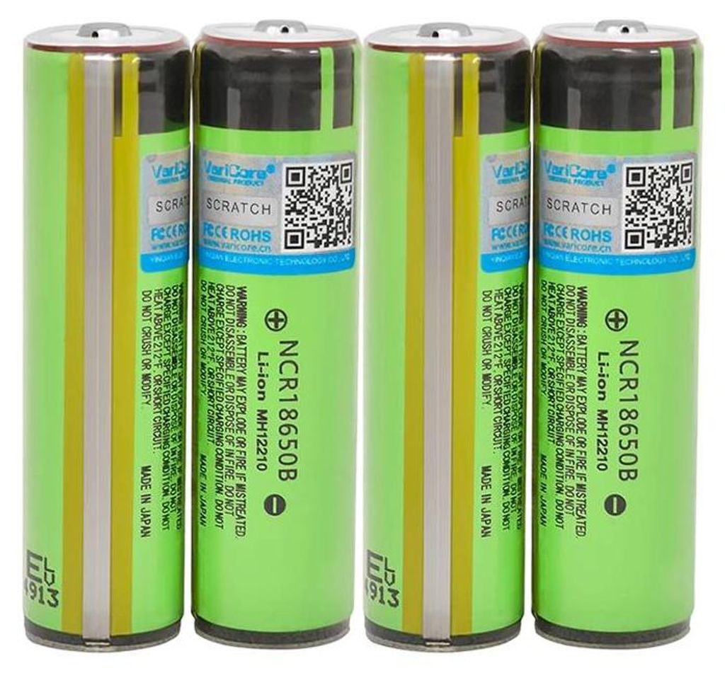 18650 Li-Ion Akku - NCR18650B wiederaufladbar - 3,7V 3400mAh - Mit PCB Schutzschaltung - für Taschenlampe/Energiespeicher - 4 Stück