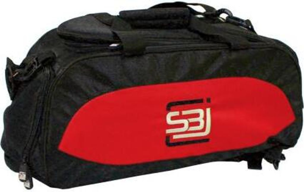 Sporttasche mit Rucksackfunktion in schwarz mit roten Seiteneinsätzen Größe - M