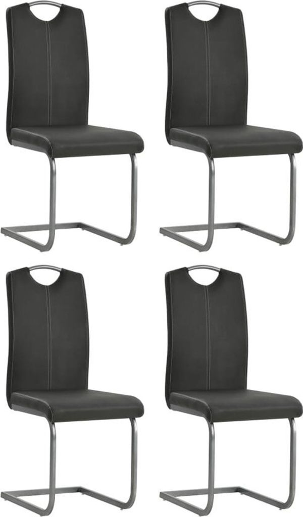 vidaXL 4x Esszimmerstuhl Stuhl Esszimmerstuhl Freischwinger Stuhl Freischwinger Küchenstuhl Stühle Sitzplatz Stuhl Esszimmerstuhl Grau Kunstleder