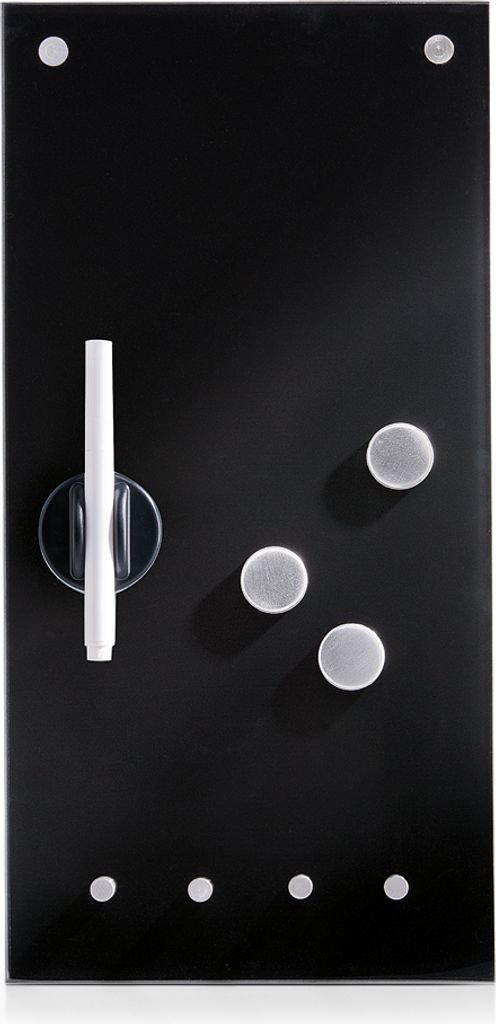 Zeller Memobord m. Haken, Glas, schwarz 20x4x40