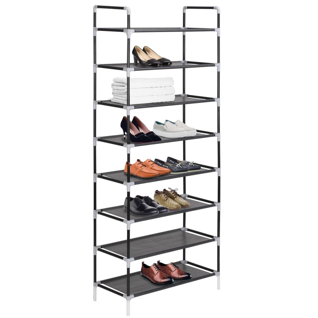"Winterschlussverkauf "Schuhregal - Schuhschrank/Flurschuhregal Skandinavisch - Schuhkommode - mit 8 Ablagen Metall und Vliesstoff Schwarz NeuMöbe...