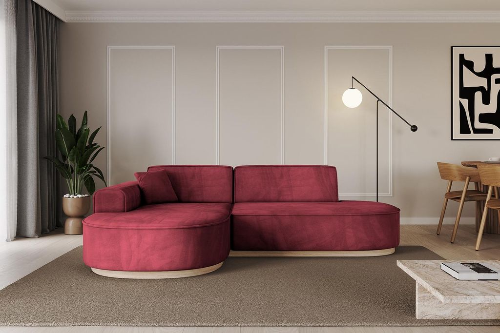 ALTDECOR Ecksofa in L-Form MARI-L1-v1 - 243x171x83 cm Bordeauxrot - Corner Sofa Bett Eckcouch Couch Wohnlandschaft Cauchsofa