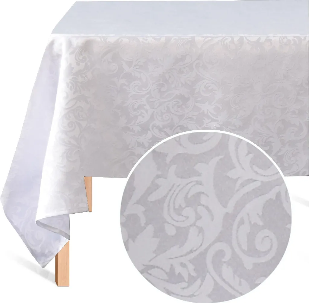 Tovaglia Rettangolare Bianca 140x240 | Tessuto Jacquard Anti-Piega