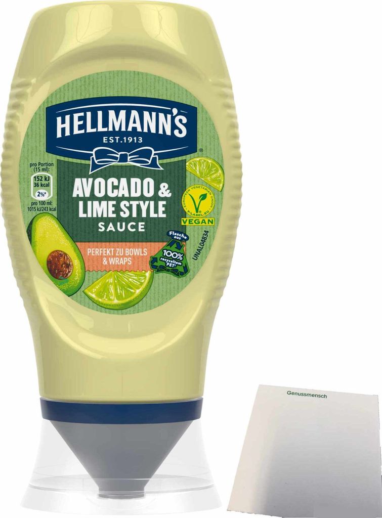 Hellmann´s Advocado & Lime Style Sauce Perfekt zu Bowls und Produktbild 