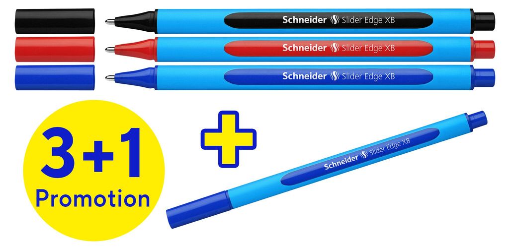 3+1 GRATIS: Schneider balpen Slider Edge, blauw, Productafbeelding 