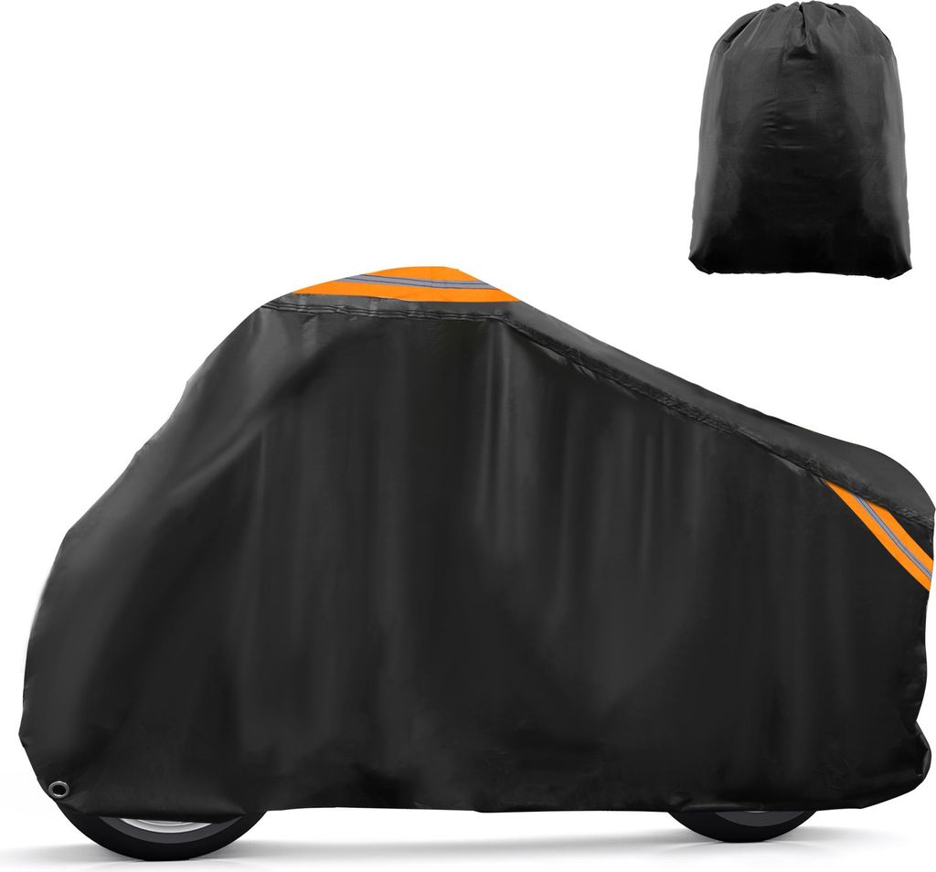 Motorradabdeckung wasserdichter Regenstaubschutz für Harley Davidson Cruiser Sportster Fatboy Softail Dyna Super Glide passt 104" Schwarz