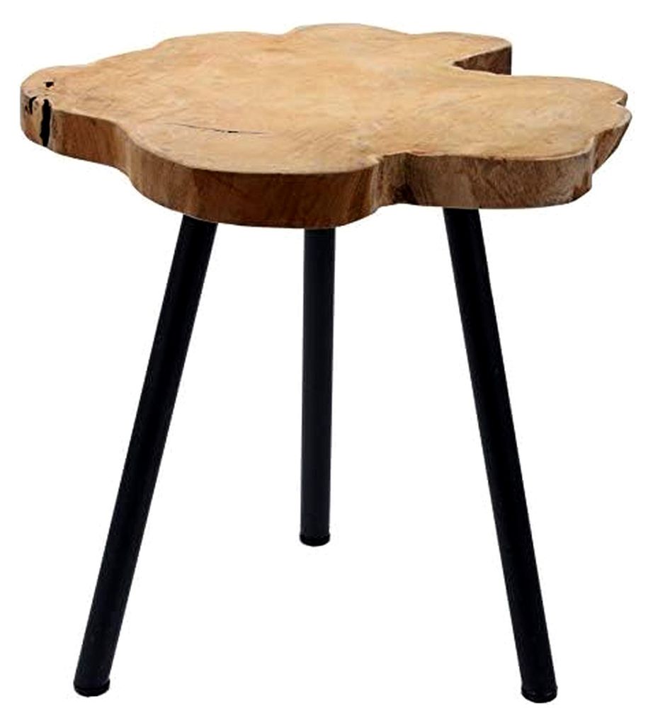 Massiver Teak Beistelltisch - Holz Tisch für Sofa, Couchtisch, Nachttisch, Dekotisch in Natur