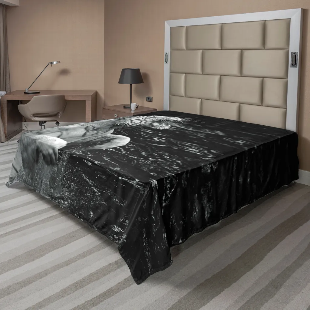 Drap de Lit Grande Taille Portrait Tigre Blanc pour Déco Chambre Unique