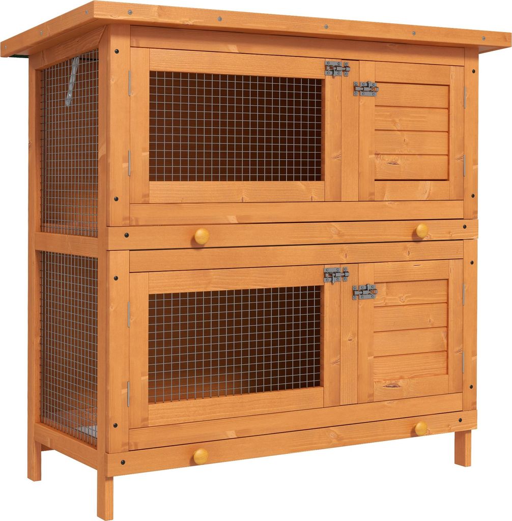 PawHut Clapier à lapin cage à lapin double niveau plateaux Image du produit 
