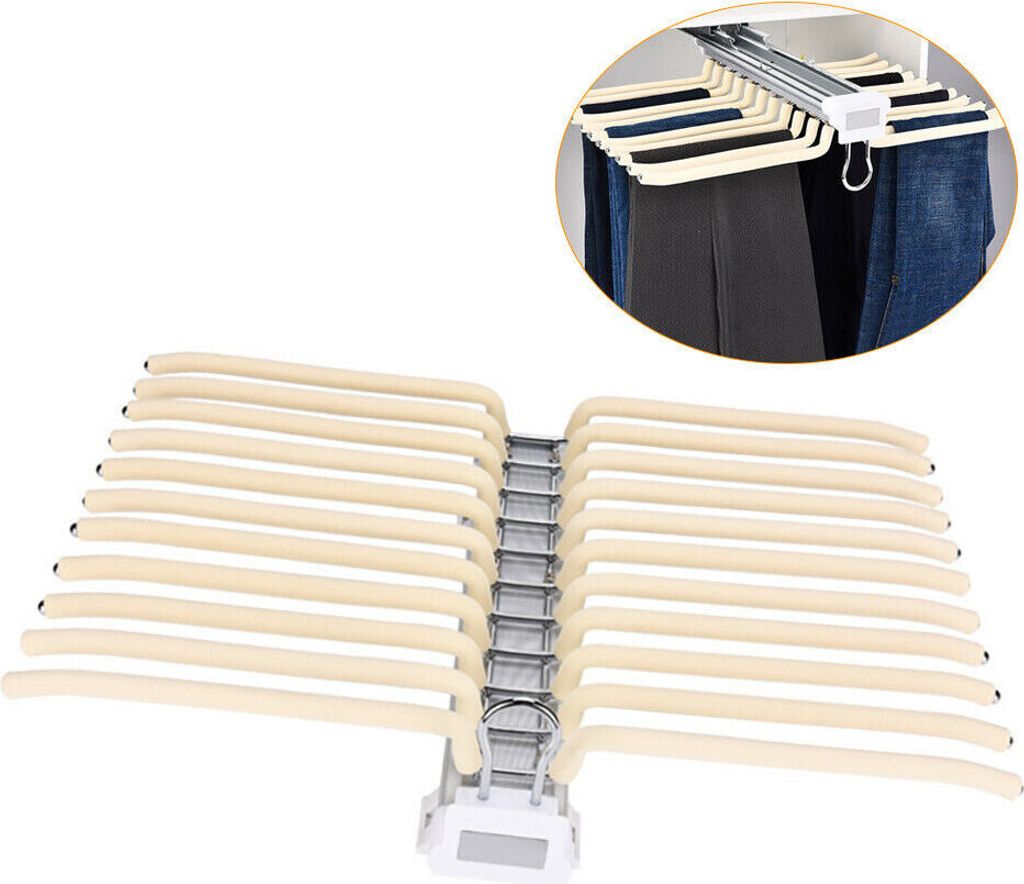 Hosenbügel Ausziehbar Hosenhalter Schrankauszug Hosenauszug für Kleiderschrank für 22 Hosen