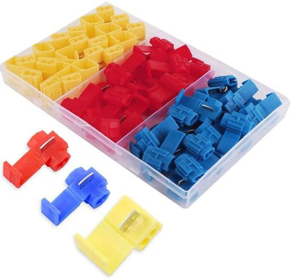 Jeu de 55 bornes de connexion électriques isolées rouges bleues jaunes