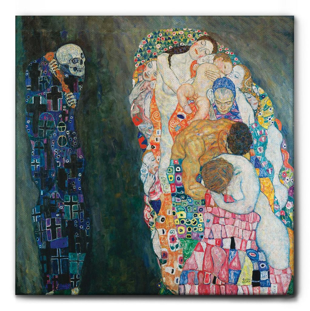 Giallobus - Leben und Tod - Gustav Klimt - 70L x 70B cm - Bild - Leinwand mit Standardrahmen