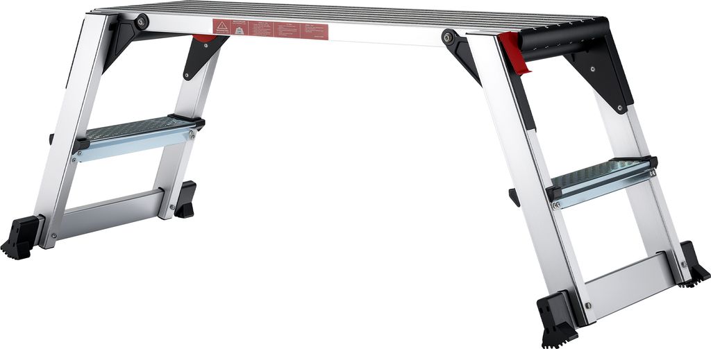Wiltec Aluminium Arbeitsplattform klappbar, mobile Arbeitsbühne 95 x 30 cm Arbeitsfläche, Tritthocker für Trockenbau, tragbarer Gerüstturm