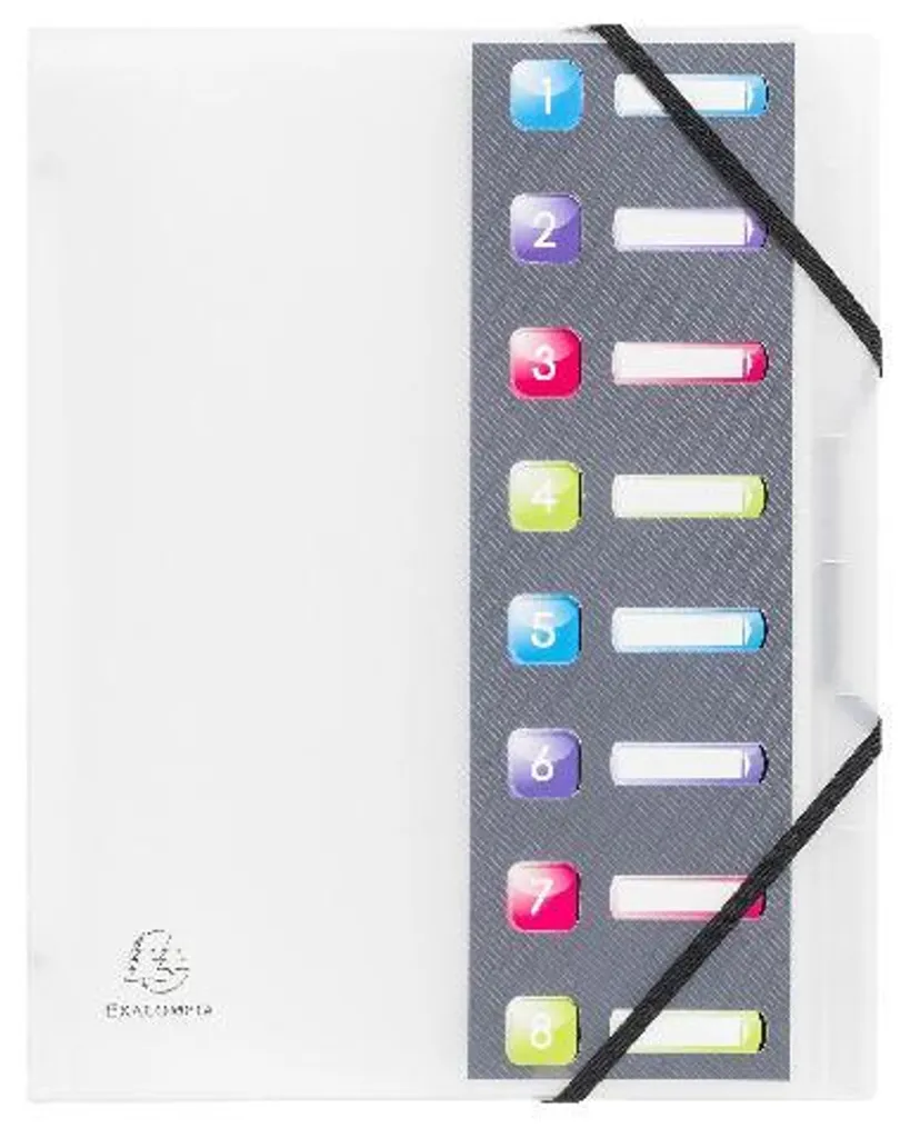 Exacompta 56610E Trieur Crystal 8 positions PP 3 rabats - Lot de 10