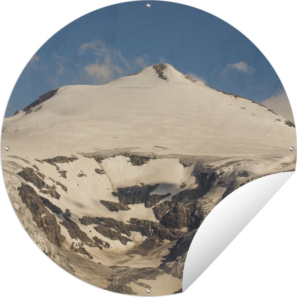 MuchoWow Gartenposter Outdoor-Poster Rund Die Sonne scheint auf einen Gletscher im Nationalpark Hohe Tauern in Österreich Ø 60 cm Gartendeko Ru...