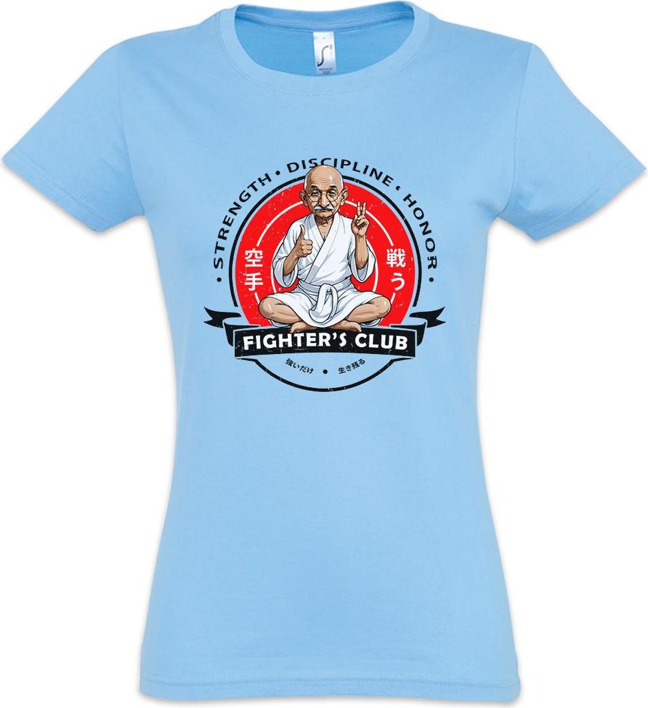 Urban Backwoods Fighter's Club Gandhi I, Damen T-Shirt, Farbe: Hellblau, Größe: L