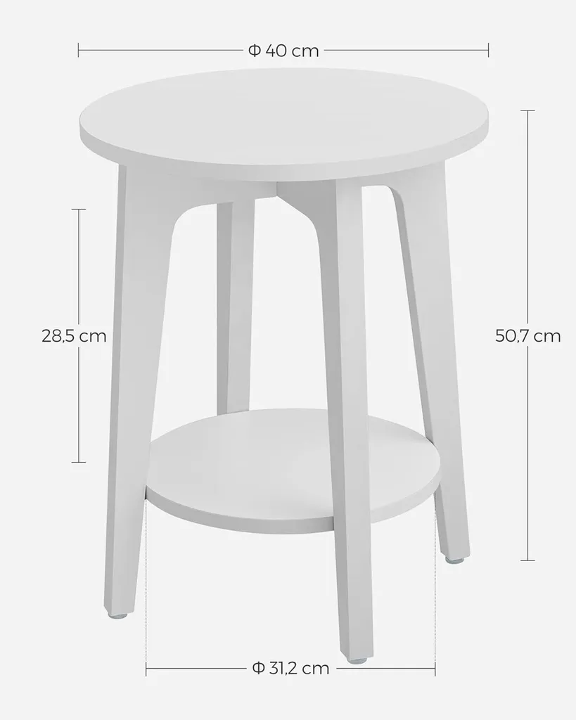 Table d'appoint à 2 niveaux, bout de canapé blanc avec étagère basse - 3