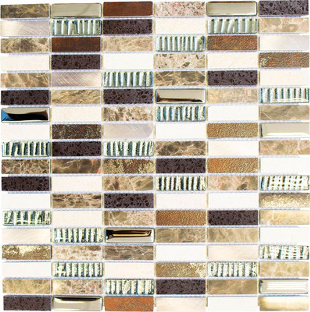 Glasmosaik mit Naturstein XCM SM48 braun 29,8x30,4 cm