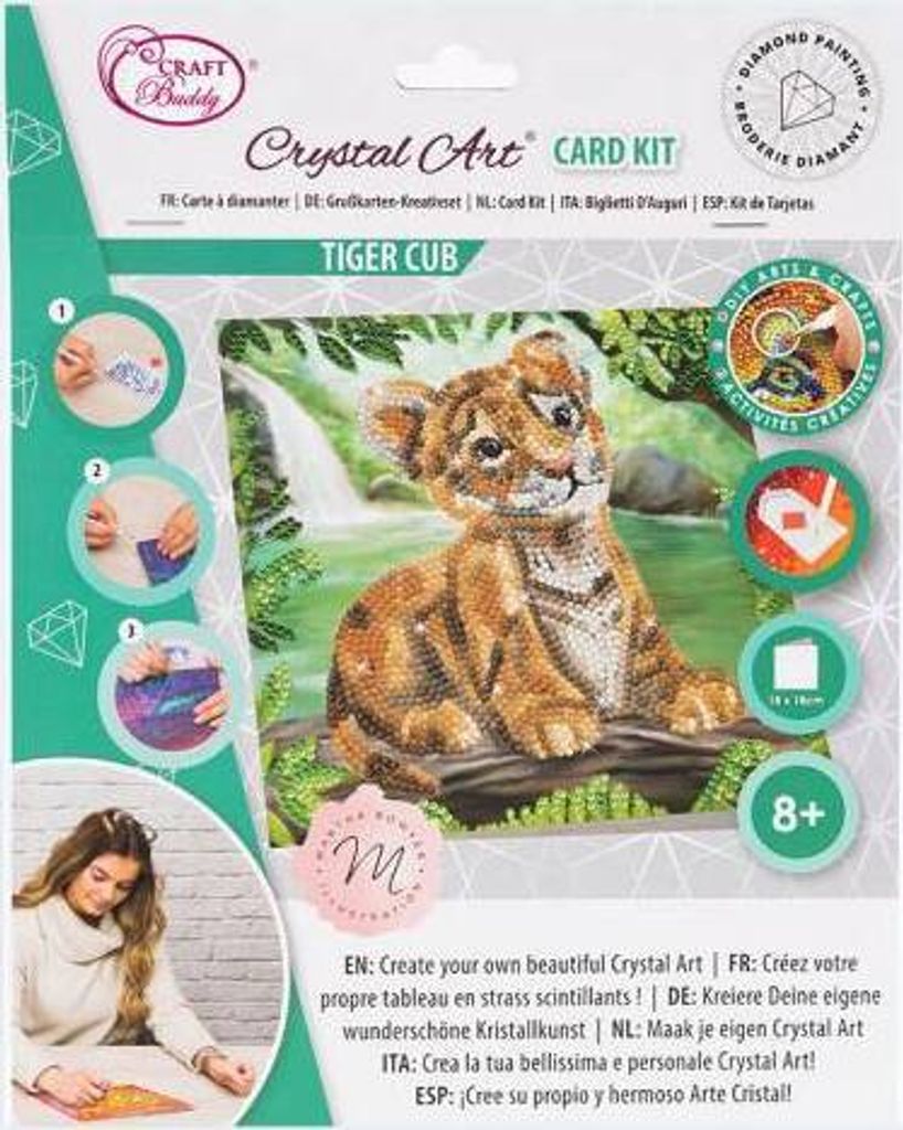 Crystal Art Card Tiger Baby 18x18cm