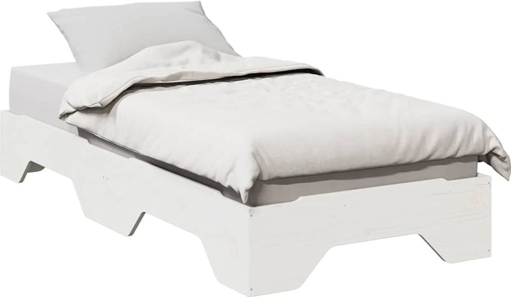 Design Bettrahmen inkl. Lattenrost - Massivholzbett ohne Matratze Stapelbar Weiß 90x190 cm - Klassische Betten 2025 Neu1509268 1parcel