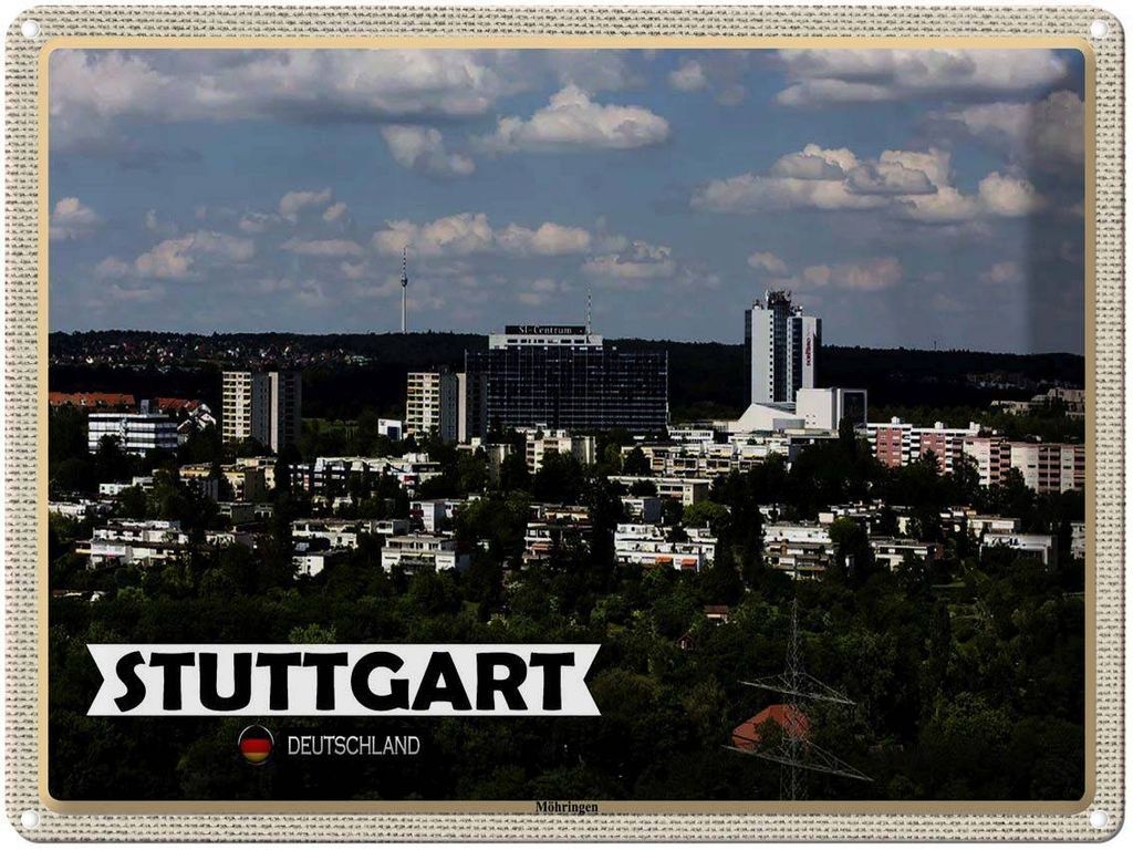 vianmo Blechschild 30x40 cm Stuttgart Möhringen Stadt Natur Bildmotiv Reisemotiv Abenteuer Reisen