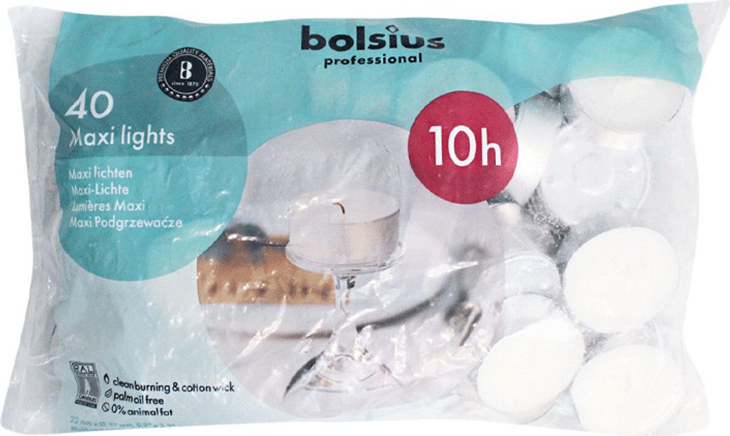 Światła Maxi, białe, BOLSIUS, 22/57 mm, czas świecenia ok. Zdjęcie produktu 