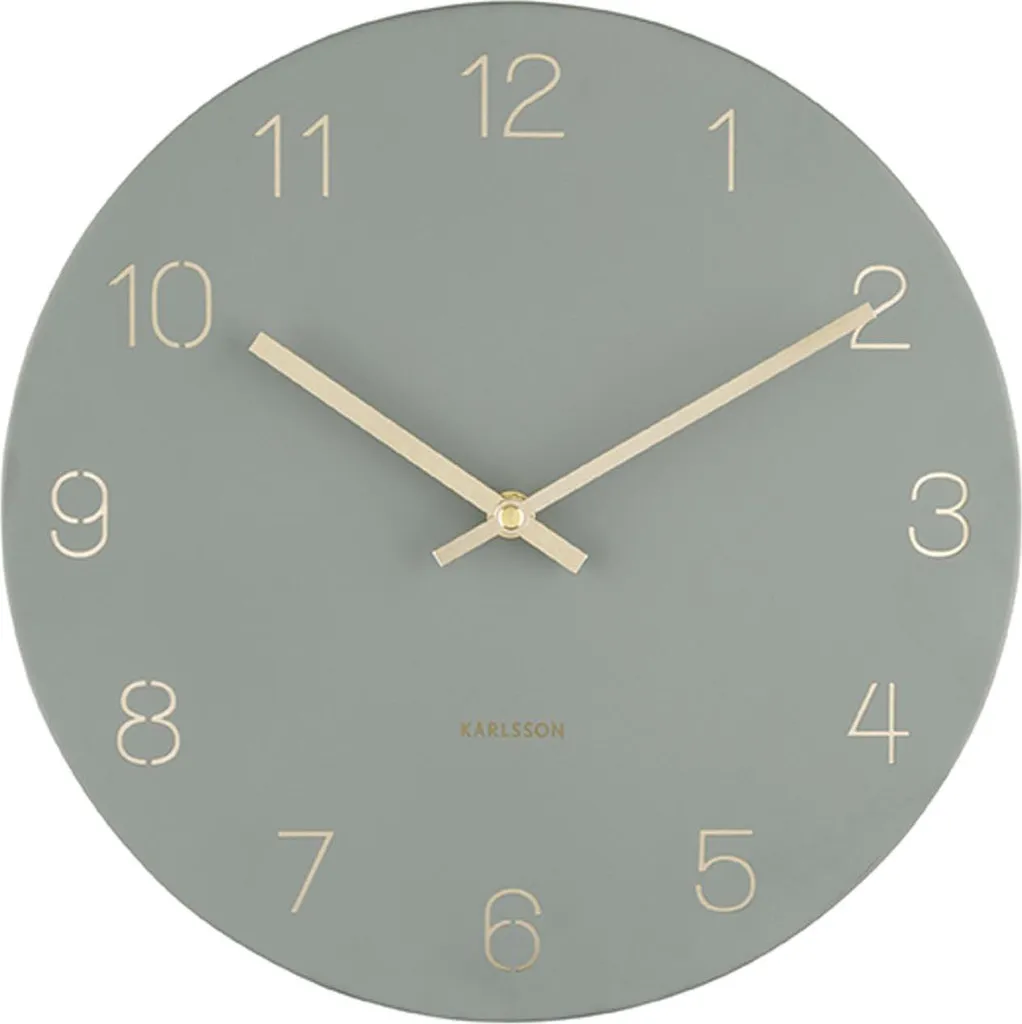 Karlsson Charm Petite Horloge Murale Vert Jungle avec Chiffres Gravés