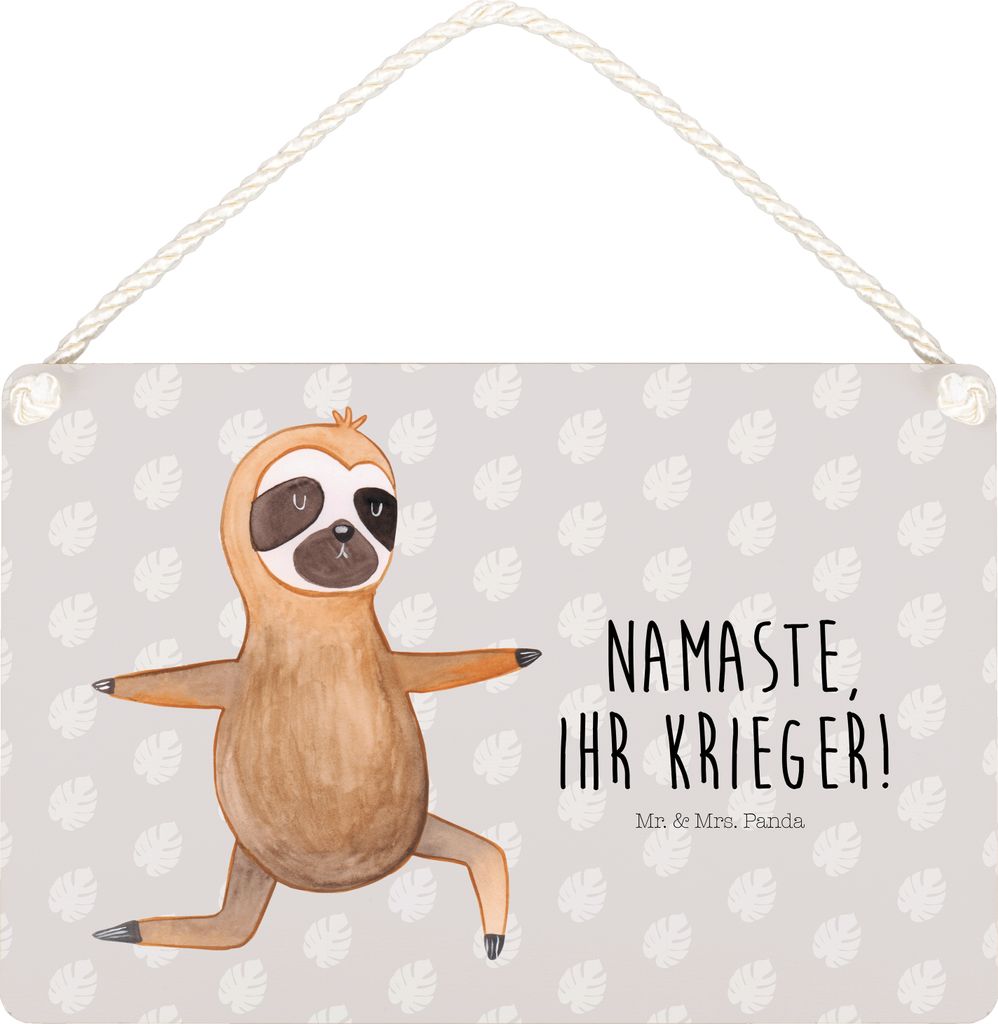 Mr. & Mrs. Panda Schild Faultier Yoga DIN A5 - Grau Pastell - Geschenk, Türschild, Dekobrett, kleine aufmerksamkeit, Gelassenheit, holzbild, Wandb...