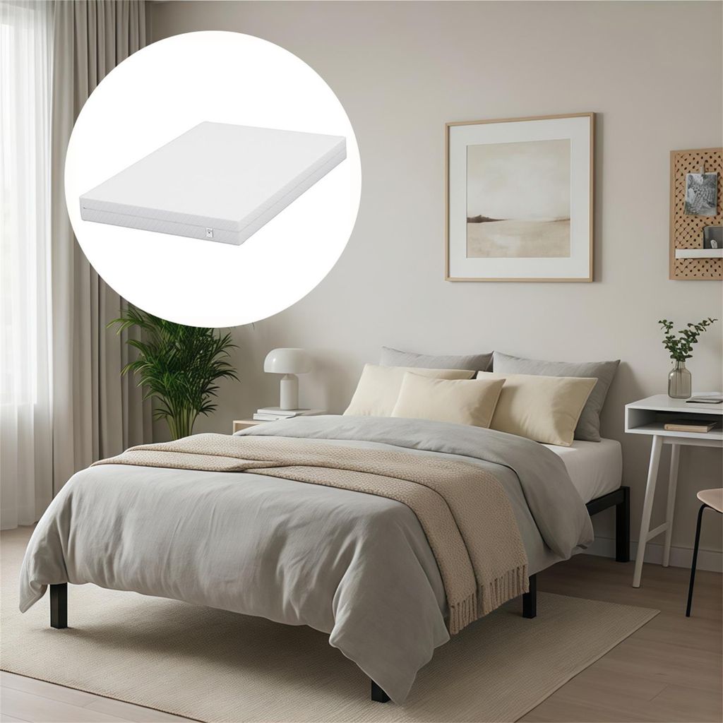 Metallbett Bettrahmen mit Matratze 90 x 200 cm, Bettgestell Produktbild 