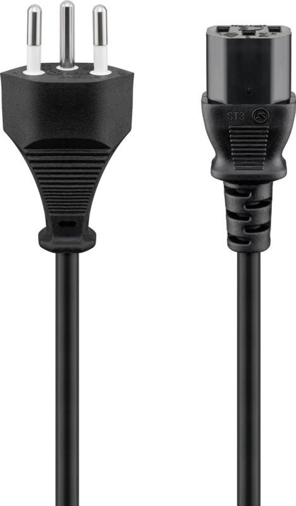 Kaltgerätekabel Schweiz, 1,8 m, Schwarz, (3\*0,75 mm²) Produktbild 