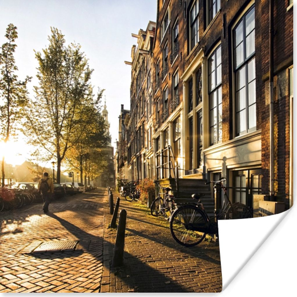 MuchoWow Poster Amsterdam - Fahrrad - Straße 100x100 cm - Babyzimmer