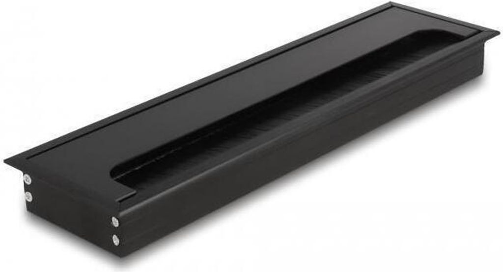 Delock Kabeldurchführung für Tischeinbau mit Bürste 300 x 80 x 28 mm schwarz (66858)