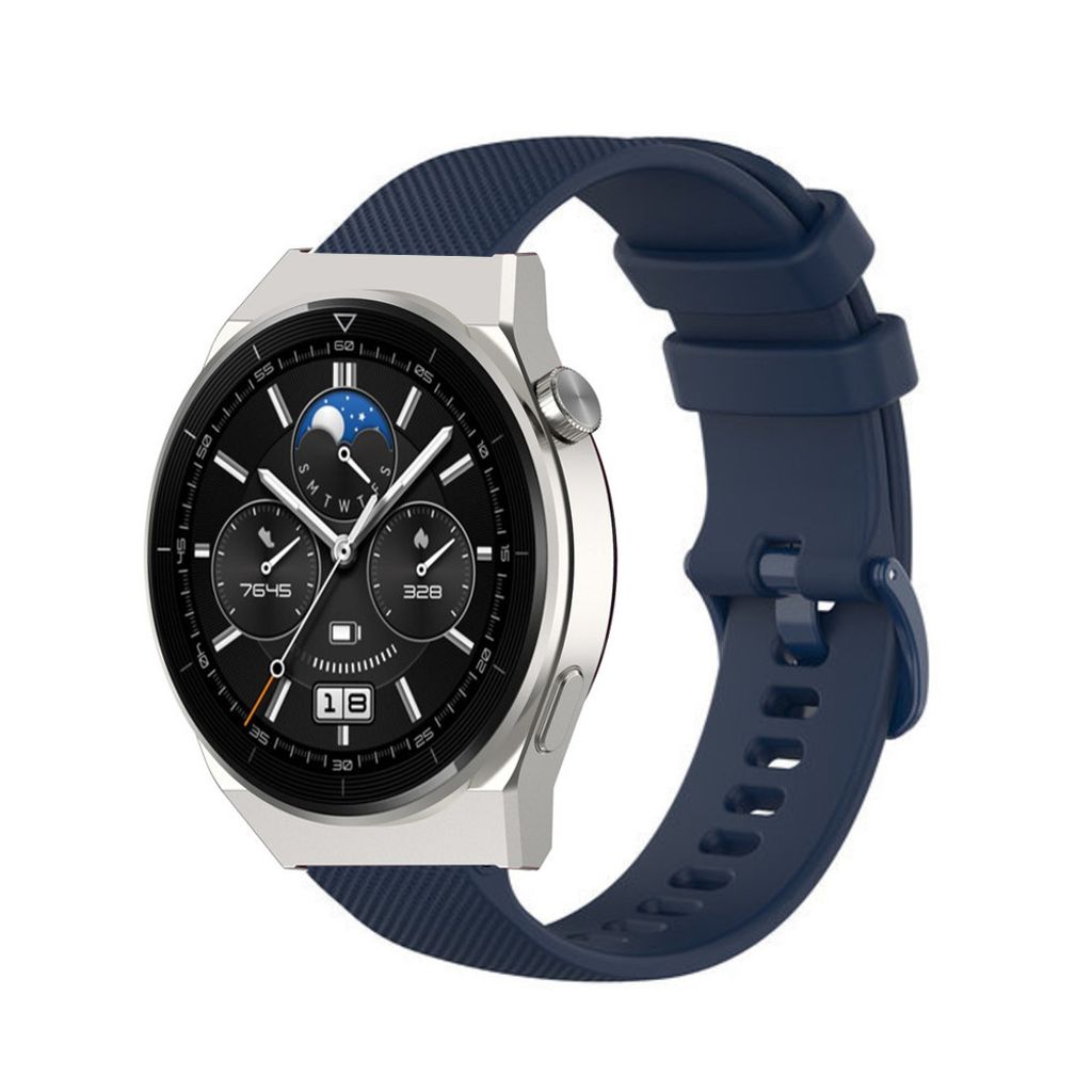 Strap-it Huawei Watch GT 3 Pro 46mm Luxus- Silikonarmband (Dunkelblau)