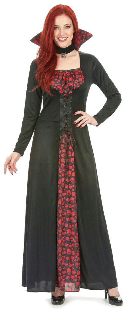 Aristokratische Vampirdame Halloweenkostüm schwarz-rot - Produktbild 
