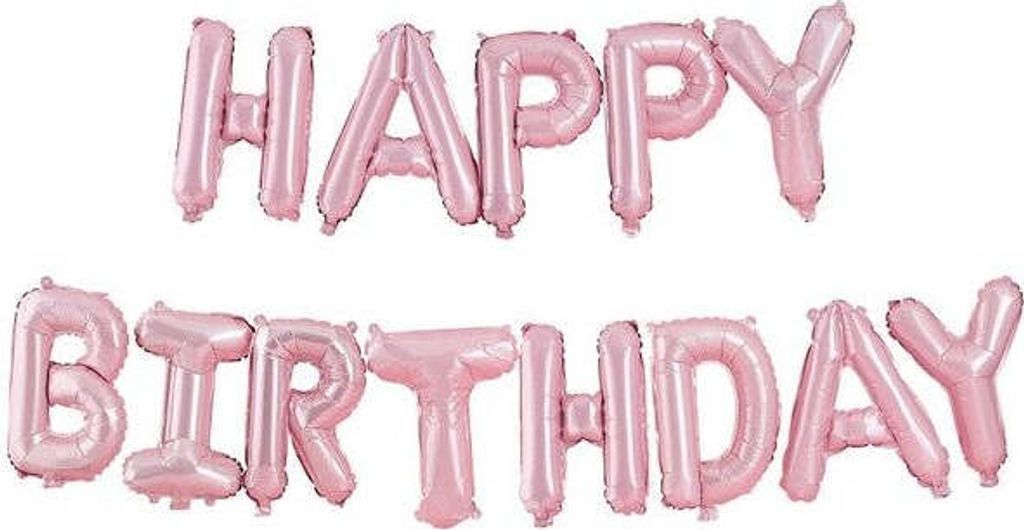 Happy Birthday Folienballon pastellrosa 4m