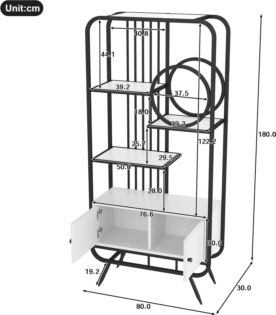 Bibliothèque Moderne à 3 Niveaux Structure Métal Design Épuré 180 cm - 4