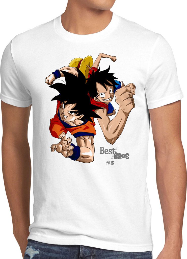 style3 Goku Ruffy - Best Bro's Herren T-Shirt strohhut z saiyan