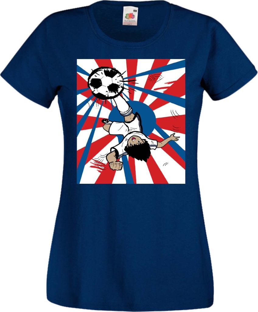 Damen T-Shirt Manga Anime Captain Tsubasa 03 Oozora, Lady L / Dunkelblau