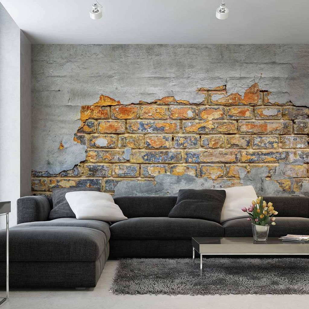 Muralo XXL Vlies FOTOTAPETE Grau WALL Modernes Backstein 3D Effekt Dekor (B) 152,5 cm x (H) 104 cm Tapete Wandtapete WOHNZIMMER SCHLAFZIMMER 4795