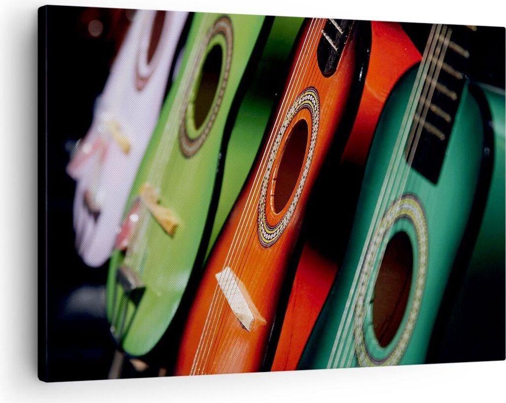 Bild auf Leinwand - Leinwandbild - Gitarre Musik Instrument - 70x50cm - Wand Bild - Wanddeko - Leinwanddruck - Bilder - Kunstdruck - Wanddekoration...
