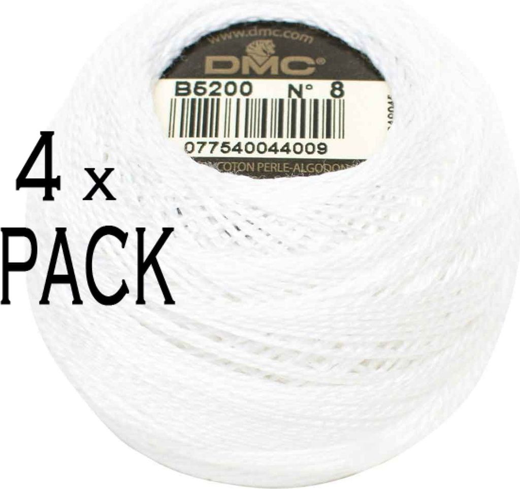 4x DMC Perlgarn Knäuel Stärke 8, 10 g, 116A/8-B5200, VPE