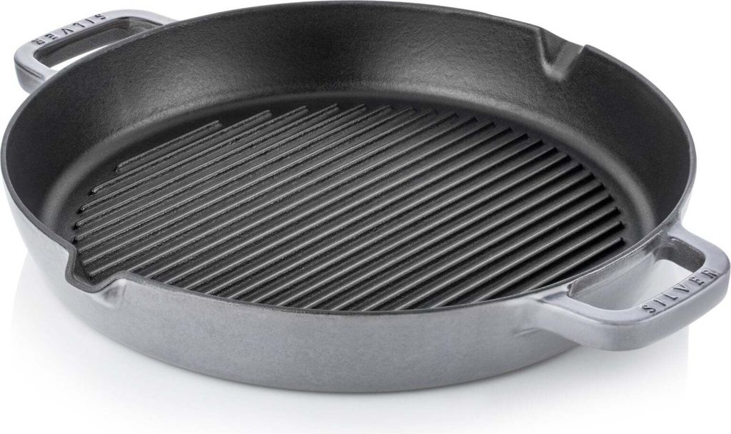 Silver grill pan - 30 cm - 2.5 liter - Gusseisen - 4 Schichten Emaille-Beschichtung