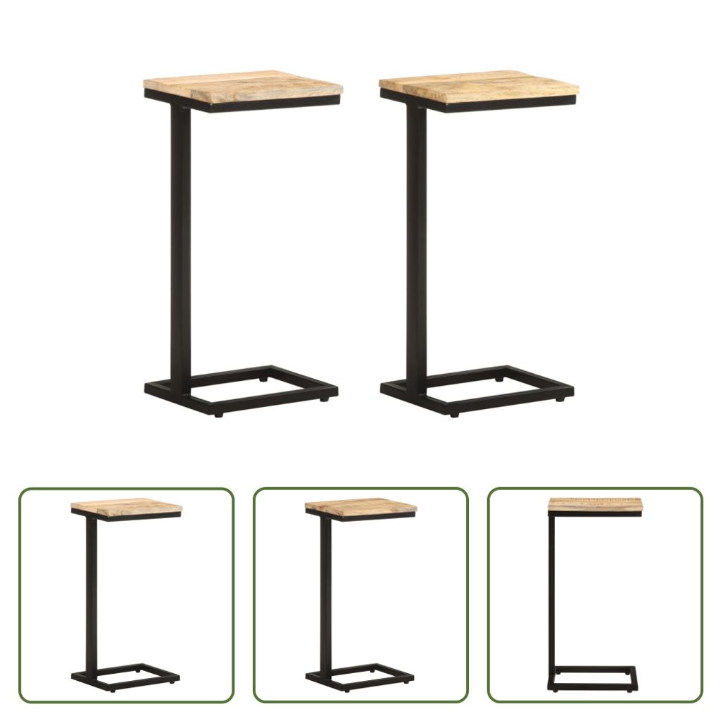 The Living Store Beistelltische 2 Stk. 31,5x24,5x64,5 cm Raues Mangoholz