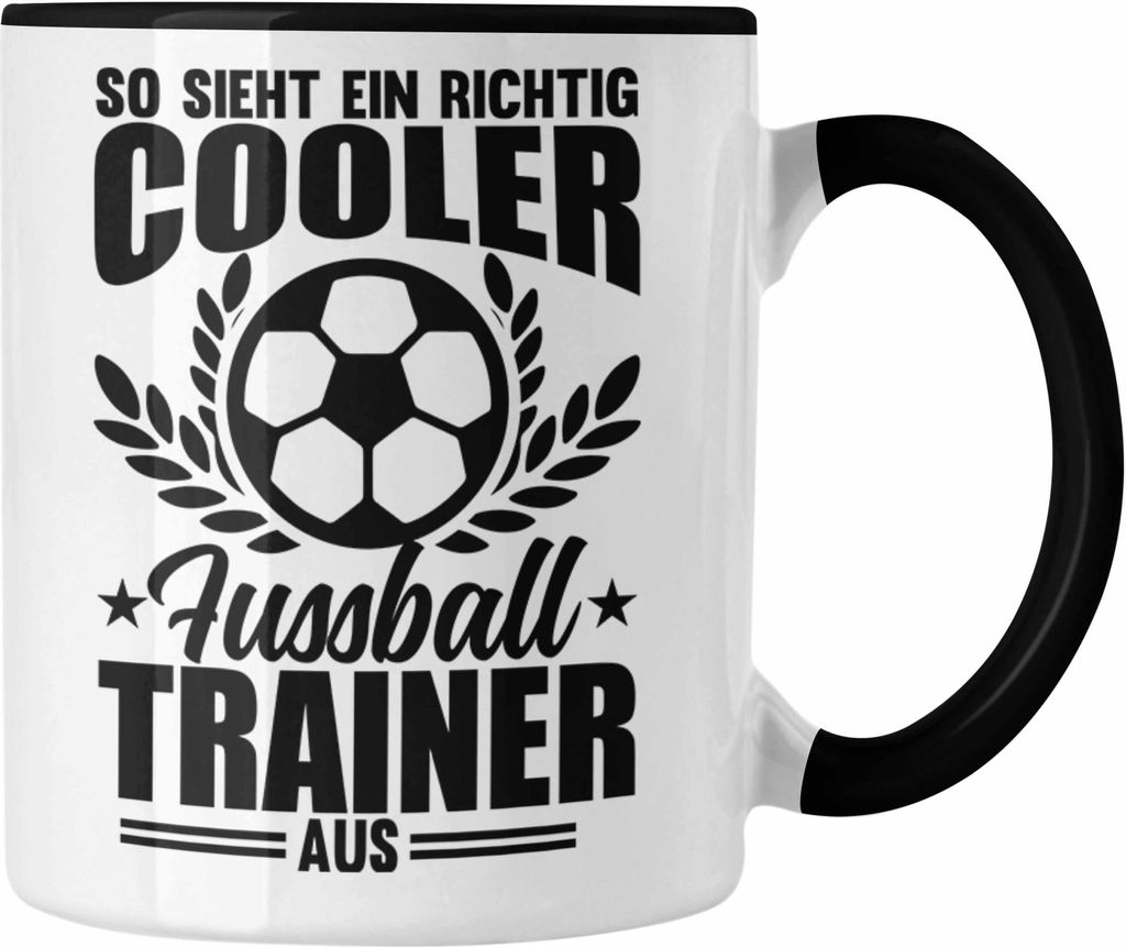Trendation - Fussballtrainer Tasse Geschenk Bester Fußball-Trainer Geschenkidee für Fussball-Coach (Schwarz)